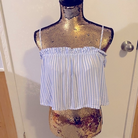 Garage Blue and White Striped Cropped Top XS - Picture 2 of 7